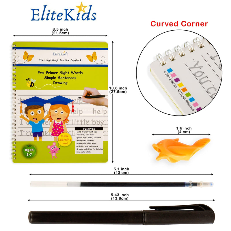 [Australia - AusPower] - Premium Edition 11x8.5 Inch EliteKids Large Magic Practice Copybook for Kids Alphabet + Sight Words 2-set, Kindergarten Magical Handwriting Workbooks, Tracing Letters for Kids Ages 3-5 Copy Book. ABC and Sight Words 2-Book Set 