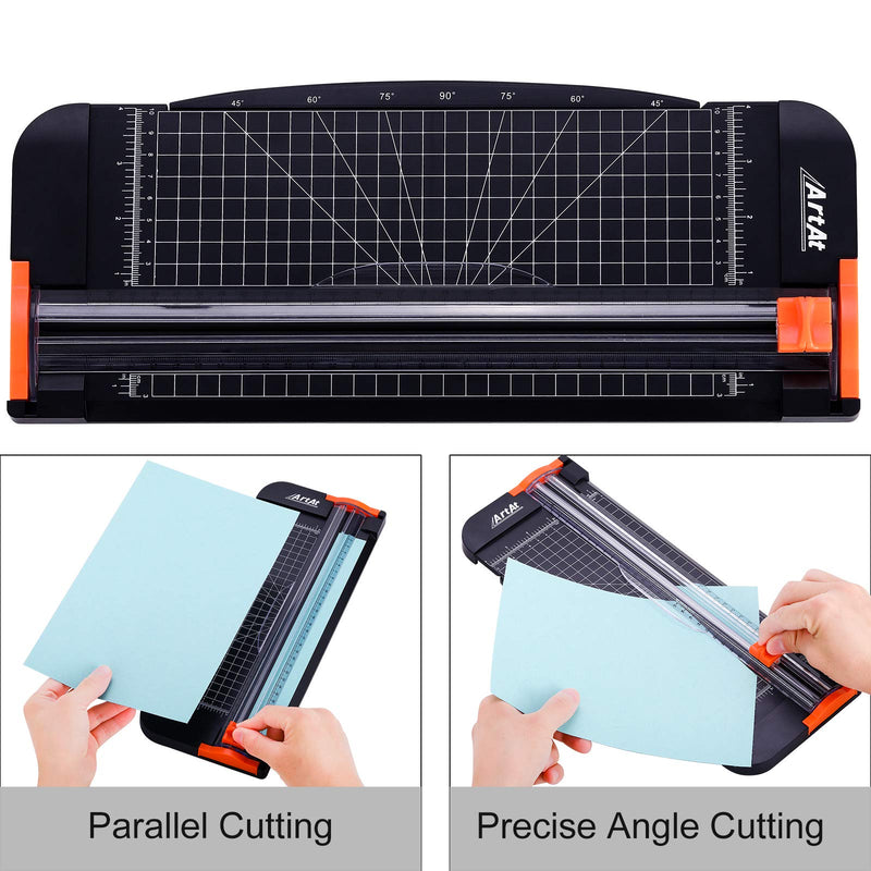 [Australia - AusPower] - ArtAt A4 Paper Cutter Guillotine:12 Inch Straight Cutting Paper Trimmer Scrapbooking Tool with Automatic Security Blades for Cut Craft Paper Card Coupon Vinyl Label and Photo Side Ruler Guillotine 