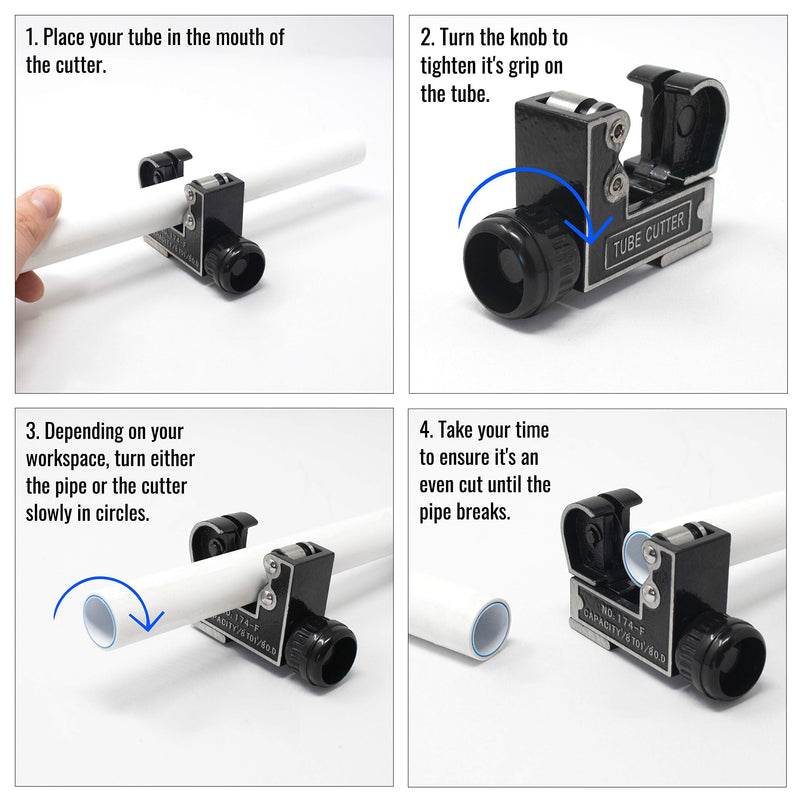 [Australia - AusPower] - Pipe Cutter [1/8" - 1 1/8"] Tube Cutter Tool for Copper Pipe, Stainless Steel Tubing, Metal, Plastic, Brass - Copper Pipe Cutter - Compact & Tight Space Rigid Tubing Cutter Set for Plumbing 
