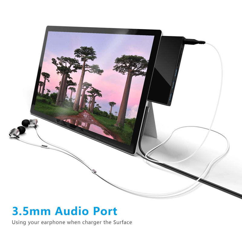 [Australia - AusPower] - Surface Go/Surface Go2/Surface Go3 Hub, 6-in-2 USB C Surface Go/Go 2/Go3 Docking Station with USB 3.0+2 USB2.0 Ports, 3.5mm Earphones Jack,SD/TF Card Reader(Surface Go Adapter) 