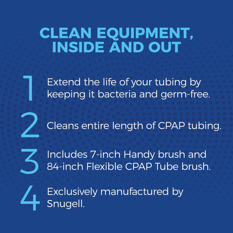 [Australia - AusPower] - CPAP Tube Cleaning Brush by Snugell™ | Tube and CPAP Mask Cleaning Brush | Standard 22mm Tubing Diameter | Clean Exterior and Interior of Tubing and Mask | Flexible Brush (84 in) | Handy Brush (7 in) 