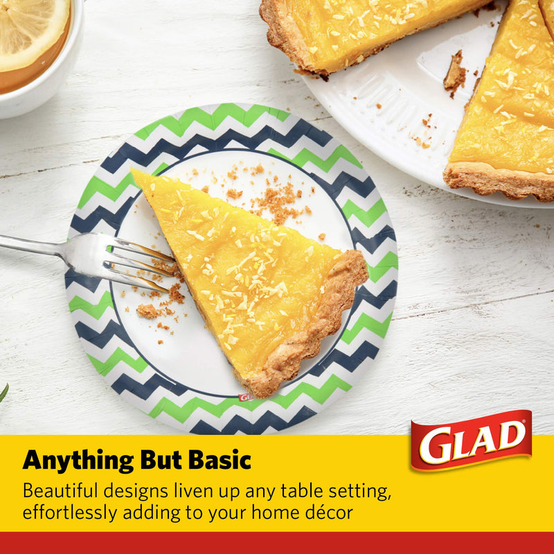 [Australia - AusPower] - Glad Disposable Paper Plates 7" | Chevron Design Glad Paper Plates | Soak Proof Microwavable Disposable Plates | Cut Resistant Everyday Plates for All Occasions, 7 Inch Paper Plates (50 Count) 7" Plates - 50 Count 