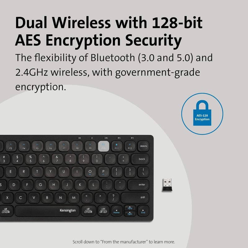 [Australia - AusPower] - Kensington Multi-Device Dual Wireless Compact Keyboard - Black (K75502US) Compact Wireless 