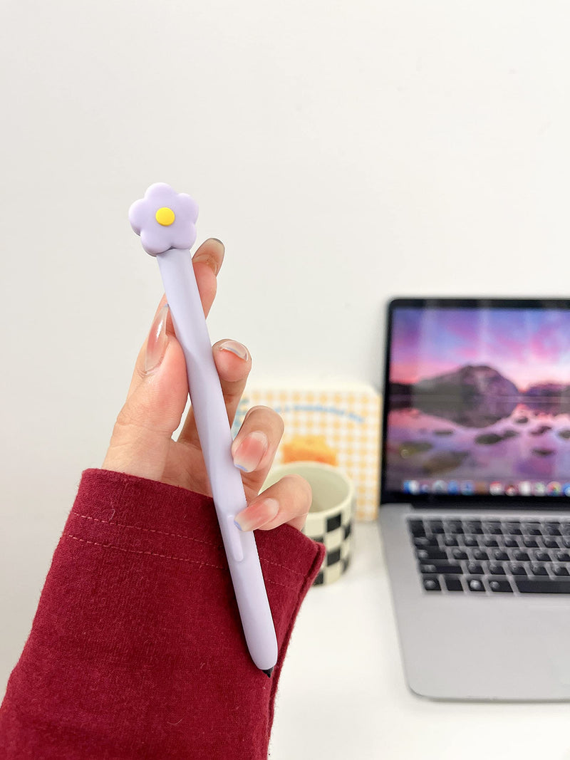 [Australia - AusPower] - LOVE MEI Compatible with Samsung Galaxy Tab S7/S7+/S7 FE/S8 Ultra/S8/S8+ S Pen Sleeve Case, Cute Flower Design Silicone Sleeve Protective Skin Case Cover Non-Slip Smooth Grip (Purple) Purple 