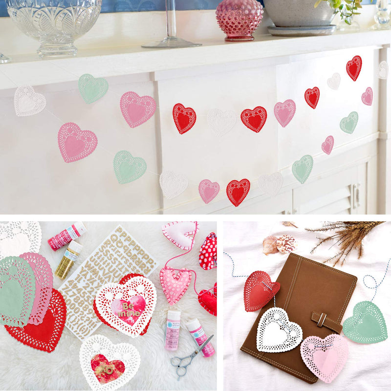 [Australia - AusPower] - Valentine’s Heart Paper doilies 4 inch, Crafts for Kids and Fun Home Activities Colors Red, Pink, White, and Blue(100 pcs) 