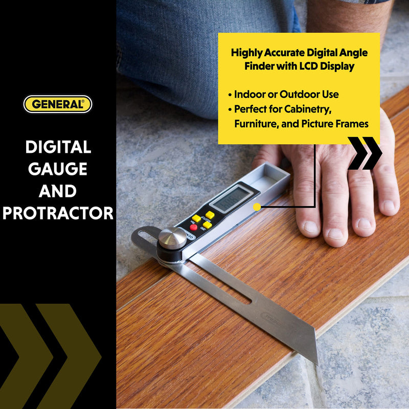 [Australia - AusPower] - General Tools T-Bevel Gauge & Protractor - Digital Angle Finder with Full LCD Display & 8" Stainless Steel Blade No Bubble Level 