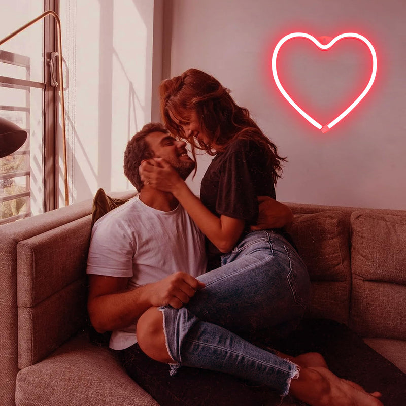 [Australia - AusPower] - Red Heart Neon Sign, LED Light 3-AA Battery Operated or USB Powered Decorations Lamp, for Girl's Room Dorm Wedding Anniversary Valentineâ€™s Day Motherâ€™s Day Birthday Party Home DÃ©cor 