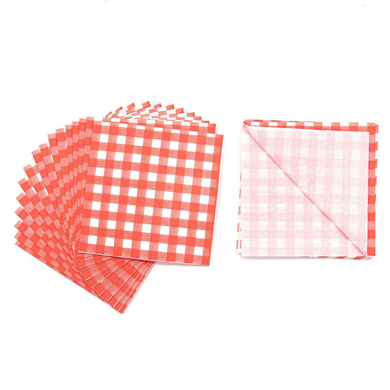 [Australia - AusPower] - AUEAR, 40 Count Red and White Gingham Luncheon Napkins Disposable Paper Party Napkins for Dinner Garden Barn Picnic or Farm Birthday Party BBQ 