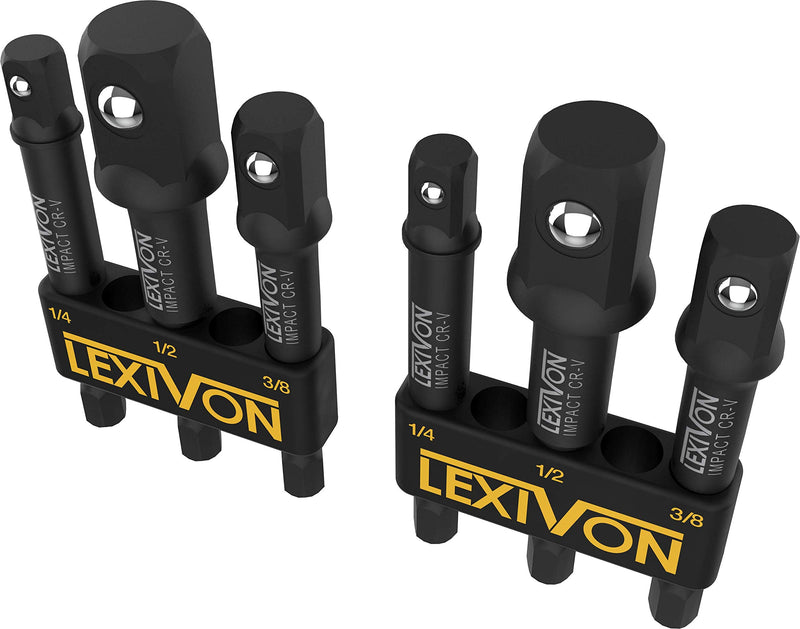 [Australia - AusPower] - LEXIVON [2-Pack] Impact Grade Socket Adapter Set, 3" Extension Bit With Holder | 3-Piece 1/4", 3/8", and 1/2" Drive, Adapt Your Power Drill To High Torque Impact Wrench (LX-101X2) 2-Pack_3-Inch 