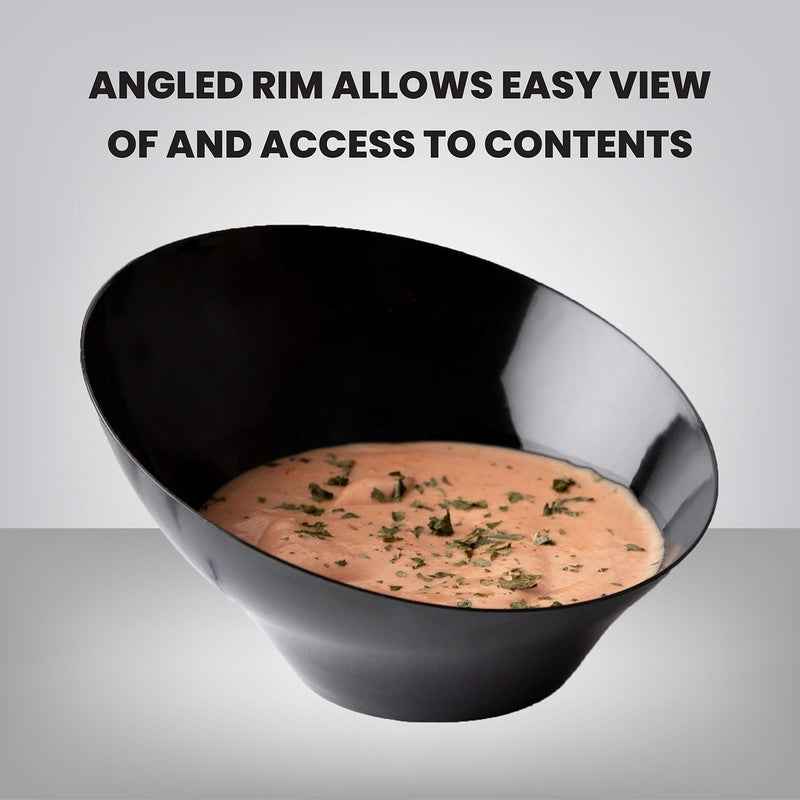 [Australia - AusPower] - Plasticpro Disposable Angled Plastic Bowls Round Small Serving Bowls, Party Snack or Salad Bowl, Heavy Duty, Elegant Black, pack of 8 