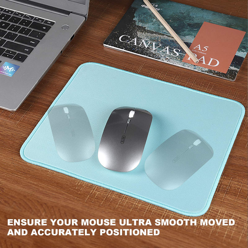 [Australia - AusPower] - Mouse Pad with Durable Stitched Edge, Small Computer Mousepad Desk Mat with Smooth Surface, Non Slip Rubber Base Mouse Pad for Laptop, Gaming, 10.2x8.3x0.12in, Light Blue Light Blue/Black Base 10.2*8.3*0.12inch/S 