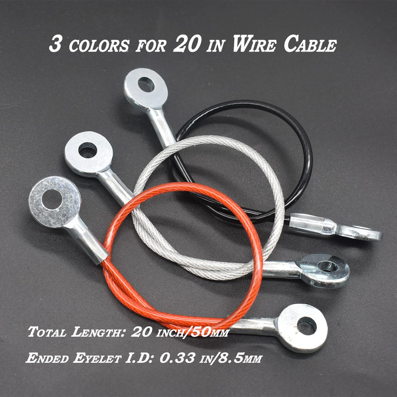 [Australia - AusPower] - Bytiyar 10 pcs 20 inch (50cm) 3mm Thickness Galvanized Steel Wire Cable Eyelets Ended Short Rope Lanyard Safety Tether Chain Lock with Vinyl Coated Cover Black 20in/50cm Black_10pcs 
