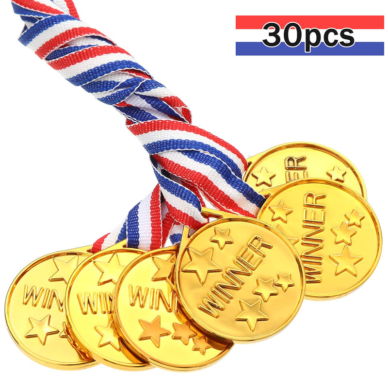 [Australia - AusPower] - Gejoy 30 Pieces Gold Plastic Winner Award Medals, Winner Award Medals, Olympic Style Metal Winner Awards for Sports, Competition, Talent Show, Spelling Bee, Gymnastic Birthday Party Favors 