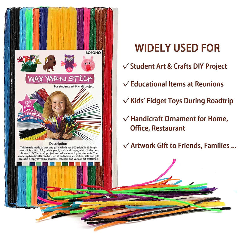 [Australia - AusPower] - 800pc Art Crafts Wax Yarn Sticks Non-Toxic Bendable Sticky Material in Bulk. Perfect Handicraft Gift, Entertainment for Teen Student DIY Project 800 