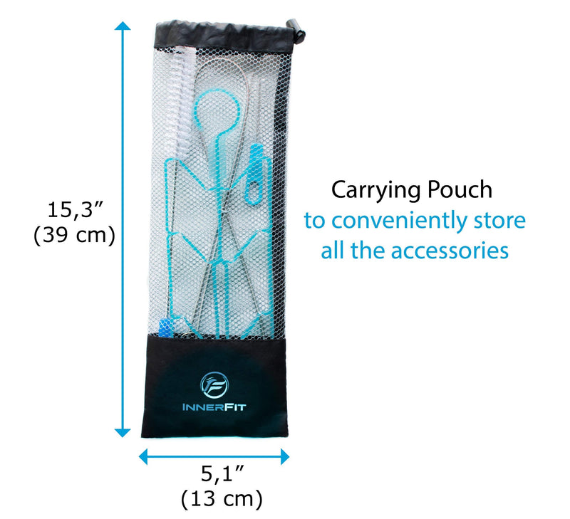 [Australia - AusPower] - InnerFit Hydration Bladder Cleaning Kit - 5 in 1 Water Bladder Cleaning Kit for Universal Bladders - 3 Brushes - 1 Collapsible Frame - 1 Carrying Pouch 