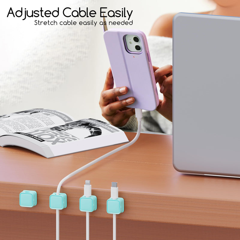 [Australia - AusPower] - smofish Cord Organizer Holder, 6 Pack Magnetic Desk Cable Clips Management, Hide Phone Charging Cable Keeper, Strong Adhesive Wire Charger Holder for Nightstand, Kitchen Appliances, Office Supplies blue 