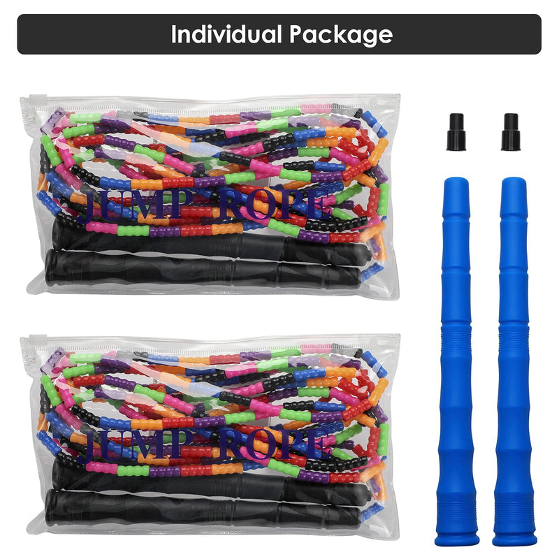 [Australia - AusPower] - Kingcolor Double Dutch Jump Rope Long Jump Rope 16 FT 1 Pack/2 Pack, Adjustable Soft Beaded Diy Jump Rope for Kids Adult Long Enough for 5-6 Jumpers Black-2 Pack 