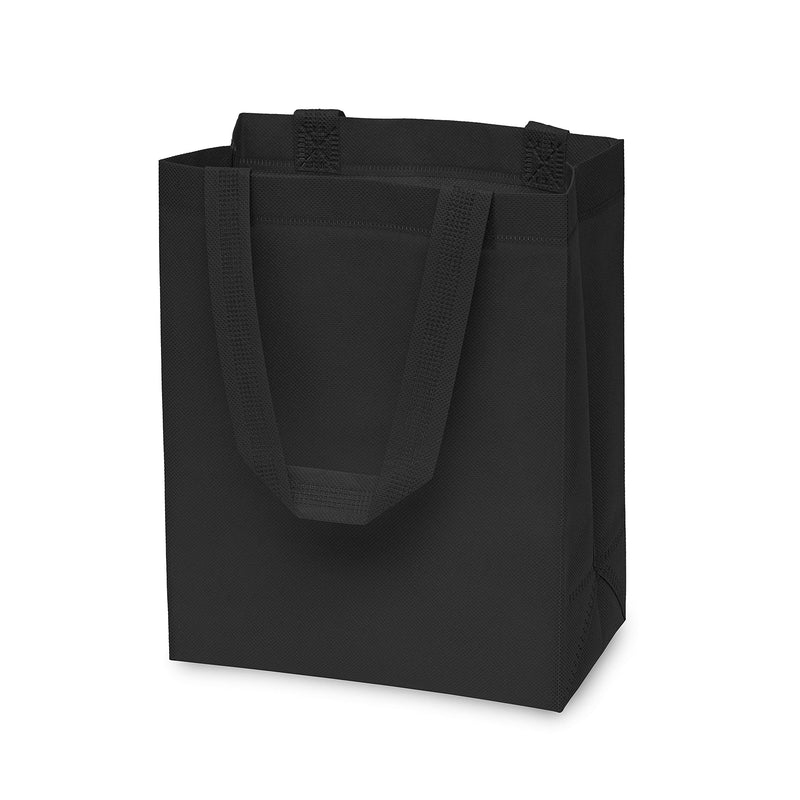 [Australia - AusPower] - Reusable Gift Bags - 12 Pack Totes with Handles, Black Fabric Cloth for Shopping, Merchandise, Boutiques, Small Business Bulk 8x4x10 