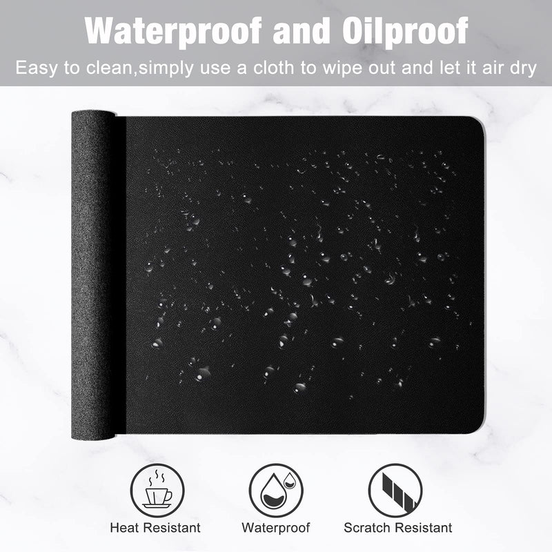 [Australia - AusPower] - Hsurbtra Desk Pad, 23.6" x 13.8" PU Leather Desk Mat, M Extended Mouse Pad, Waterproof Desk Blotter Protector, Ultra Thin Small Laptop Keyboard Mat, Non-Slip Desk Writing Pad for Office Home, Black 23.6" x 13.8" 