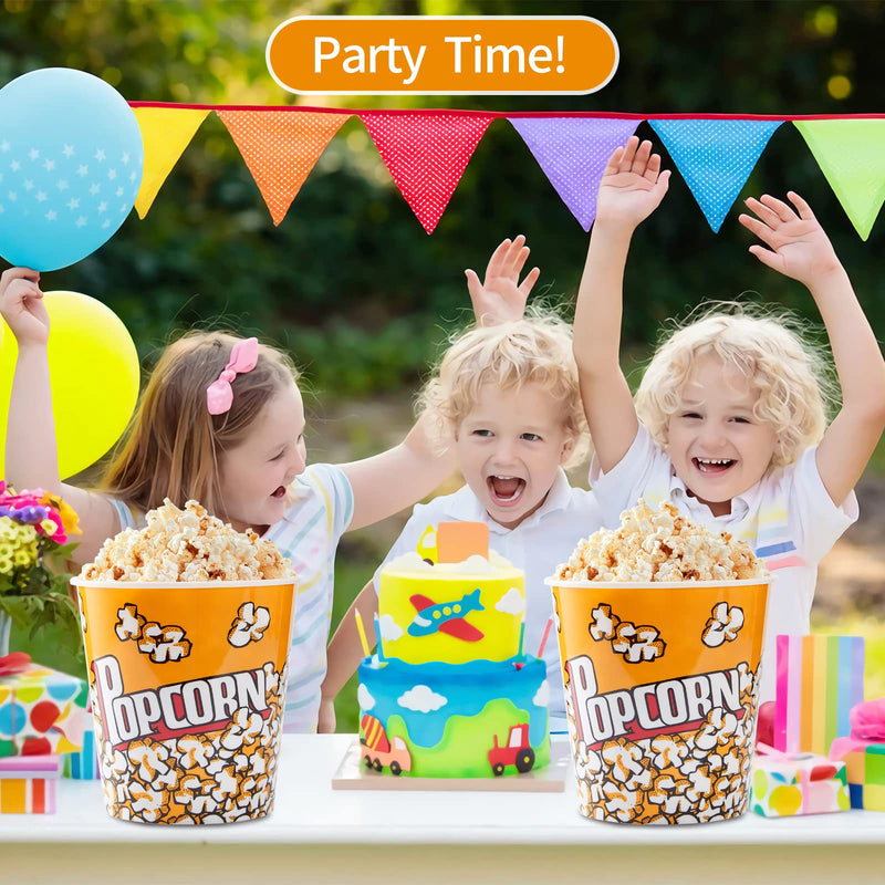 [Australia - AusPower] - Plastic Popcorn Containers Retro Style Reusable Popcorn Buckets for Movie Night 7.1”x7.1”x5.1” - 2 Pack 