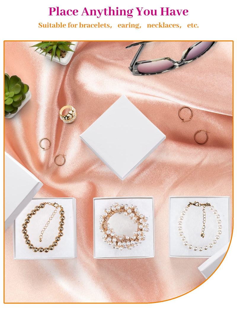 [Australia - AusPower] - MESHA Cardboard Jewelry Gift Boxes for shipping, Small Gift boxes for Necklace Ring Bracelet Earring Cotton Filled Jewlery Box with Lids, White 3.5x3.5x1" Inch, 20 Pieces 3.5x3.5x1 Inch (Pack of 20) 