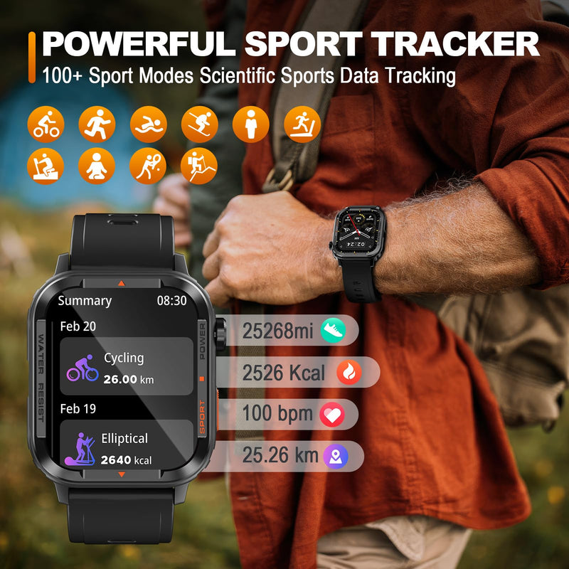 [Australia - AusPower] - anyloop Smart Watch for Men(Answer/Make Call), 1.85" Fitness Tracker, 100+ Sport Modes Activity Tracker and Smartwatches with Heart Rate SpO2 Sleep Monitor Step Counter Smart Watch for Android iOS Grey 
