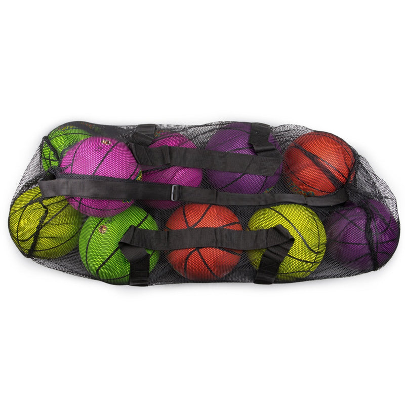 [Australia - AusPower] - Crown Sporting Goods 39" Mesh Sports Ball Bag with Adjustable Shoulder Strap, Oversize Duffle - Great for Carrying Gym Equipment, Jerseys, Laundry Black 
