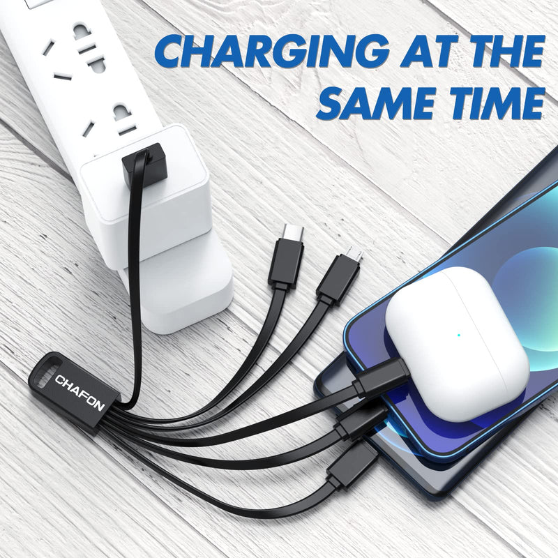 [Australia - AusPower] - CHAFON Multi Charging Cable Short, 2Pack 6 in 1 Multiple USB Fast Charger Cord Adapter Type C Micro USB Port Connectors Compatible with Cell Phones/Tablets/Portable Charger (Black) 
