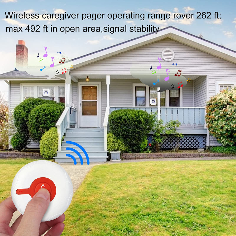 [Australia - AusPower] - Retekess TH003 Wireless Caregiver Pager System,Remote Nurse Alert System,492ft,1 Plug-in Receiver,1 SOS Help Pendant Call Button for Home,Elderly,Patient,Disabled,Pregnant Woman 