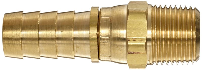 [Australia - AusPower] - Anderson Metals-07003-0808 Brass Hose Fitting, Swivel Connector, 1/2" Barb x 1/2" Male Pipe 1/2" Barb x 1/2" NPT Male 