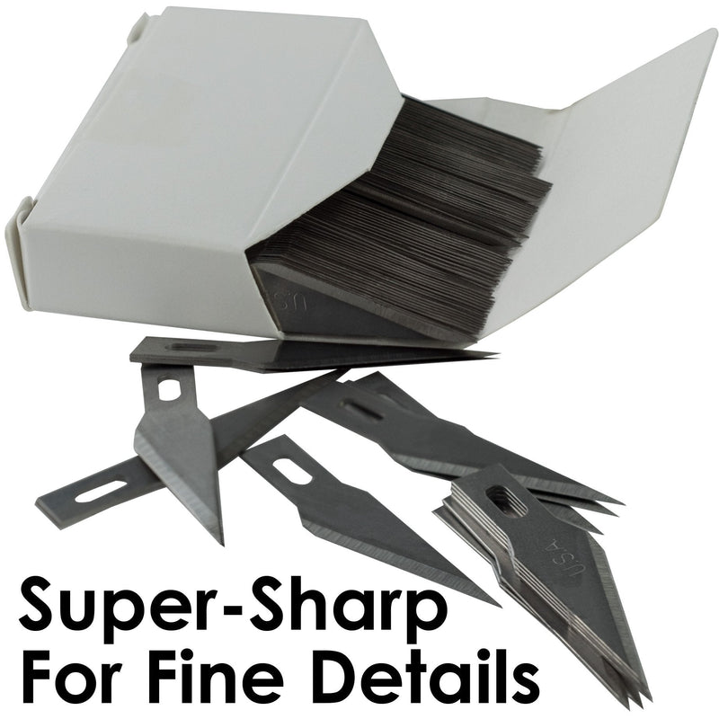 [Australia - AusPower] - Premium USA-Made Steel Hobby Knife Blades Mega Bulk 100 Pack. Save Time and Shipping Costs! The Fine Point #11 Size Blade Universally Fits #1 Craft Knife Handles for Modeling and Papercraft Projects 