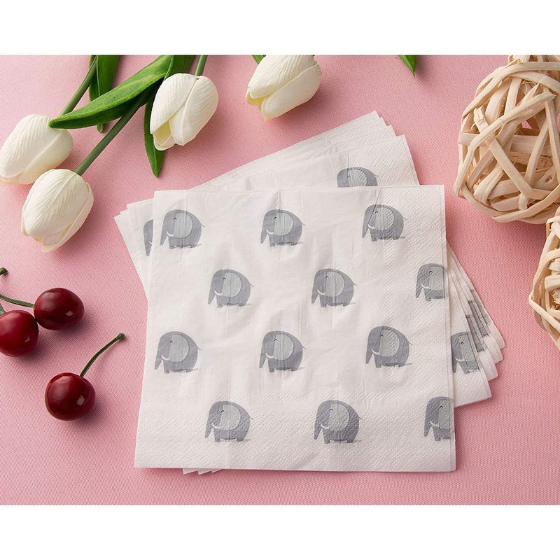 [Australia - AusPower] - Elephant Paper Napkins for Baby Shower Party (6.5 x 6.5 Inches, 150 Pack) 