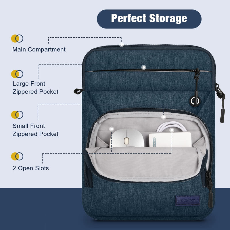 [Australia - AusPower] - MoKo 9-11 Inch Tablet Sleeve Bag, Fits iPad Air 5 10.9" 2022, iPad 9/8/7th 10.2, iPad 10th 10.9, iPad Pro 11 M2 2022-2018, Multifunctional Bag with Shoulder and Headphone Port, Indigo 