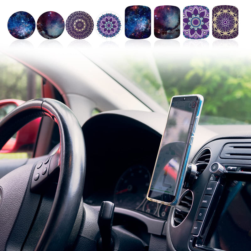 [Australia - AusPower] - 24 Pieces Replacement Mount Metal Plates Universal Metal Plate for All Magnetic Car Mounts, Cell Phone, Tablet Holder, 12 Rectangle and 12 Round (Purple and Blue, Delicate Style) Purple and Blue 