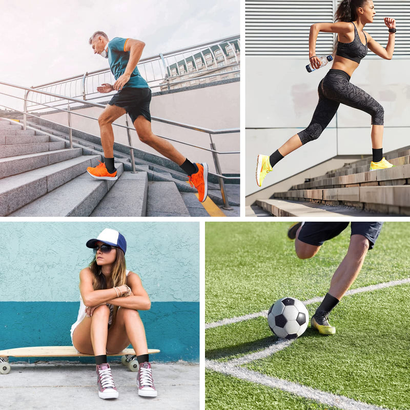 [Australia - AusPower] - Airacker Athletic Socks Sport Running Calf Socks Performance Cushioned Breathable Crew Socks for Men Women(6 Pairs) 6-9 Black 
