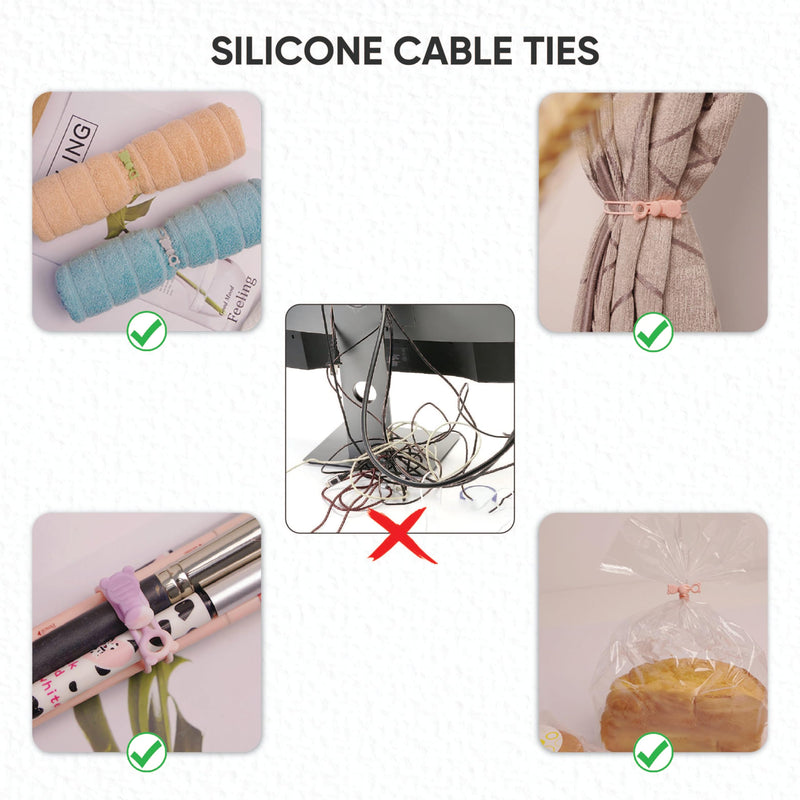 [Australia - AusPower] - 365Home 30-Pack Silicone Cable Ties Reusable, Rubber Cable Ties Cord Organizer Electronic Accessories in Home,Office,Kitchen,School,Travel 30pcs 