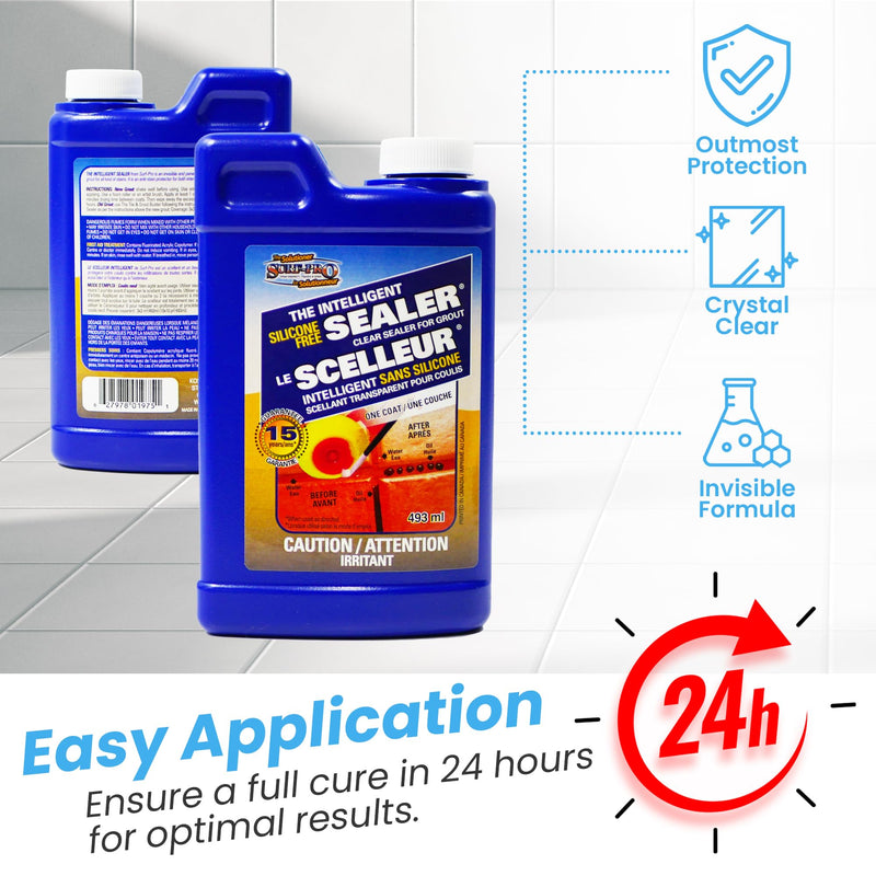 [Australia - AusPower] - SURF PRO Grout Sealer Transparent,1-Pack, 16.67oz (493 ml), Silicone Free, One Coat, Invisible Protecting Sealer, Anti-Stain 
