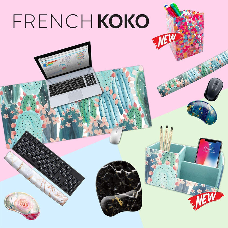 [Australia - AusPower] - French Koko Large Mouse Pad, Long Desk Mat, Keyboard Pad, Desktop Accessories Home School College Decor Supplies Pretty Mousepad Big Computer Office Essentials Women Girls XL Pink Green Cute Cactus 