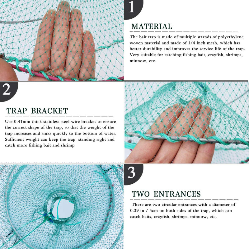 [Australia - AusPower] - Drasry Fishing Bait Trap for Crawfish Shrimp Net Portable Accessories 11.8in x 5.9in (30cm x 40cm) 0.28 Inch Mesh Collapsible Fish Trap 