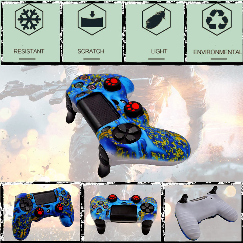 [Australia - AusPower] - Silicone Skin for Ps4 Controller, 2pcs Anti-Slip Shell Cover Case with 10 Joystick Grips, 2 Pairs L2 R2, 4pcs Led Light Bar Skin for Playsation 4/ Slim/Pro Dualshock 4 Controller Wireless Gamepad PS4 controller #4 