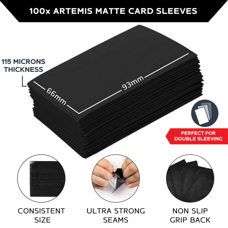 [Australia - AusPower] - Quiver Time TCG Standard Size Cards Bundle ~ 80+ Black Deck Block with Double Dividers + 100 Pack Artemis Black Standard Card Sleeves (66 x 93 mm) 80+ (with sleeves) 