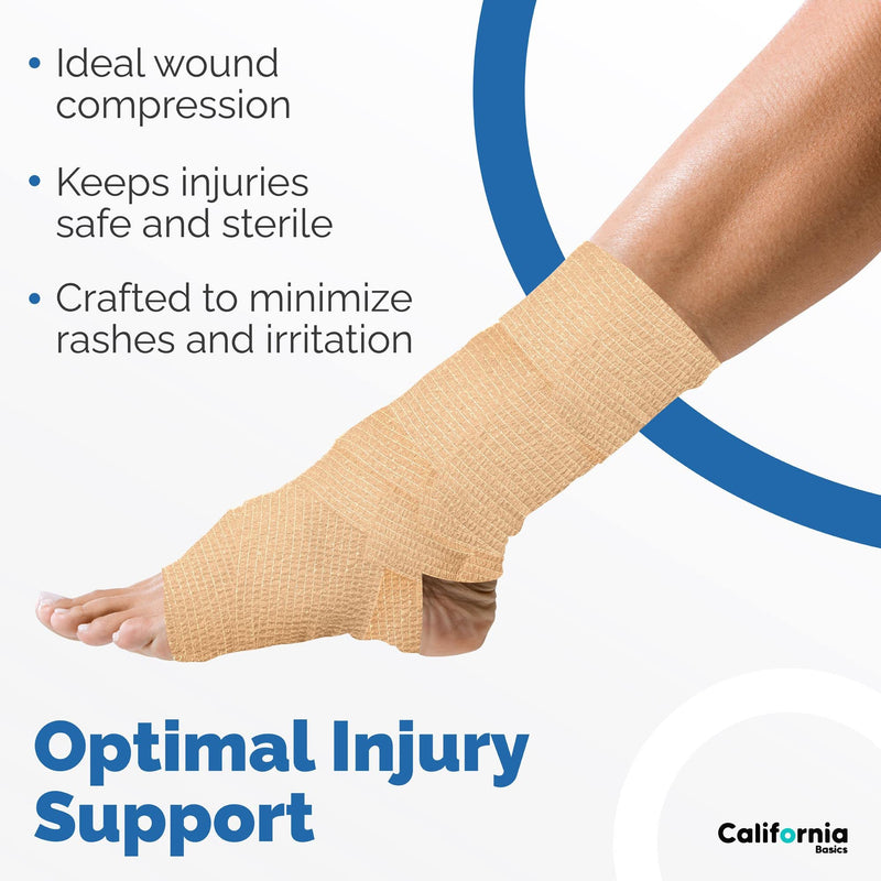 [Australia - AusPower] - 4-in Wide Self Adherent Cohesive Wrap Bandages (12 Pack), 5 yds Self Adhesive Bandage Wrap , Brown Athletic Tape, Hand & Wrist Wraps, Ankle wrap, Premium-Grade Medical Stretch Wrap, Non Woven Wrap 12 Pack 