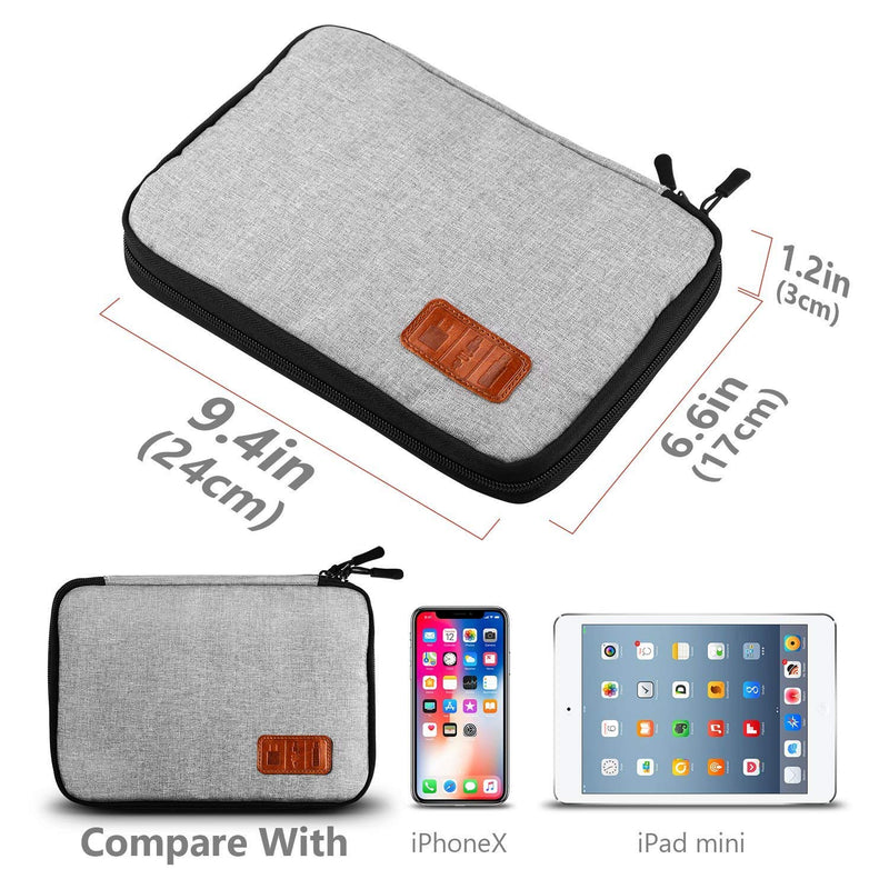 [Australia - AusPower] - Electronic Organizer Waterproof Portable Travel Cable Accessories Bag Soft Case with 10pcs Cable Ties for USB Drive Phone Charger Headset Wire SD Card Power Bank(Grey) Grey 9.8x7 in 