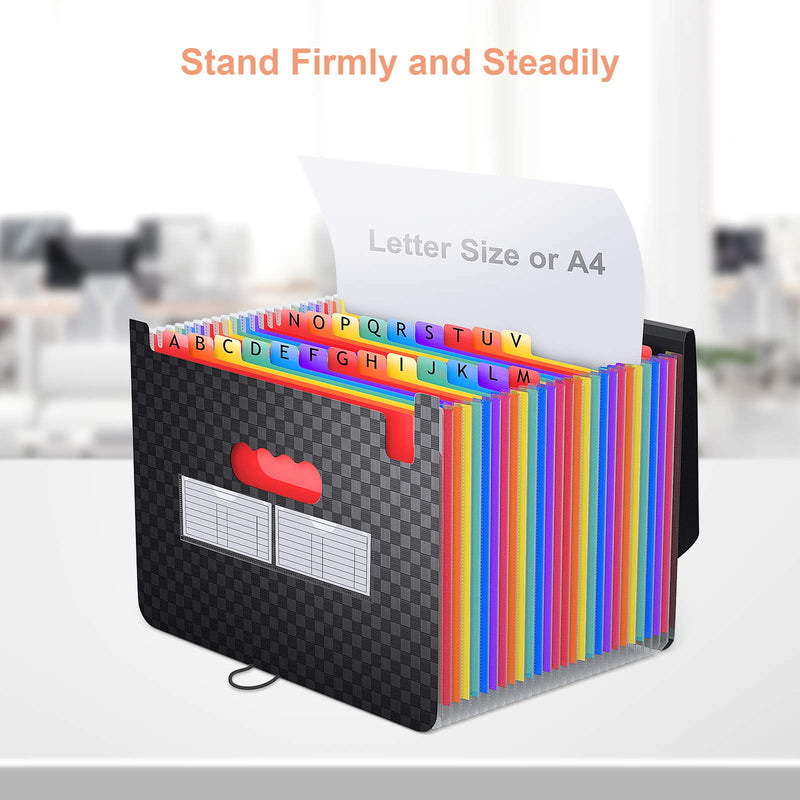 [Australia - AusPower] - 26 Pockets Expanding File Folder, ActFaith Letter Size Accordion Wallet /Portable File Documents Organiser with Lid,Multicolor Filing Box for Office/Classroom/Students B 26 Pockets 