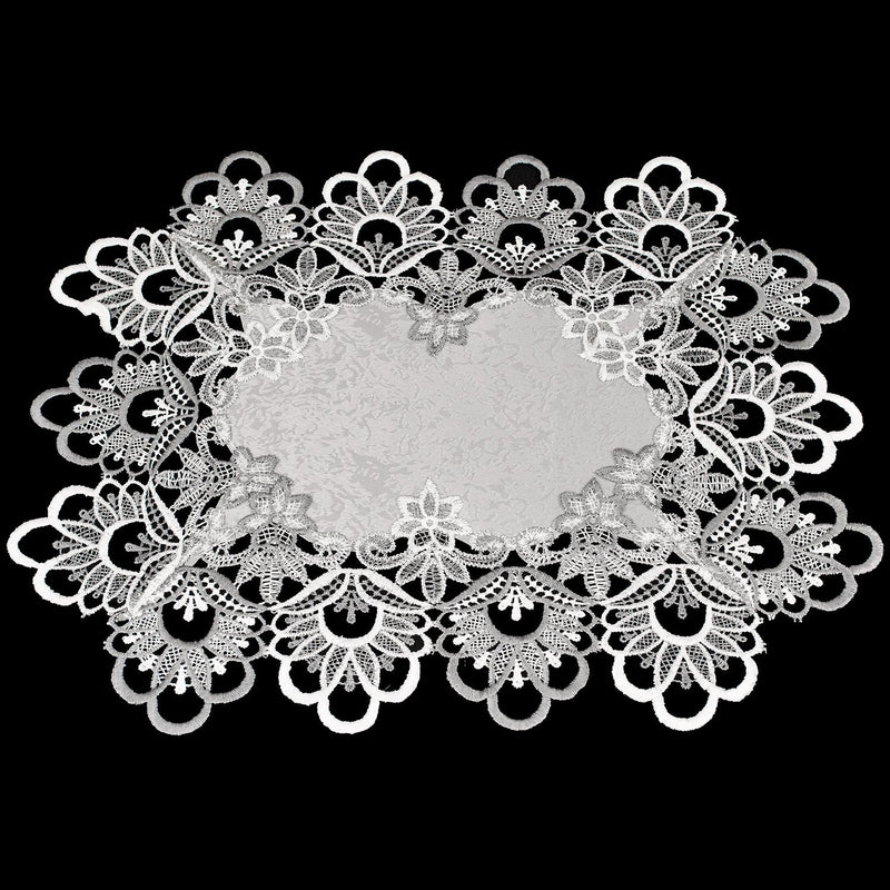 [Australia - AusPower] - Placemats Dresser Scarves Coffee Table Runners End Table Linens with Silver Gray European Lace and Antique Fabric, Size 12 x 18 inches Set of 2 