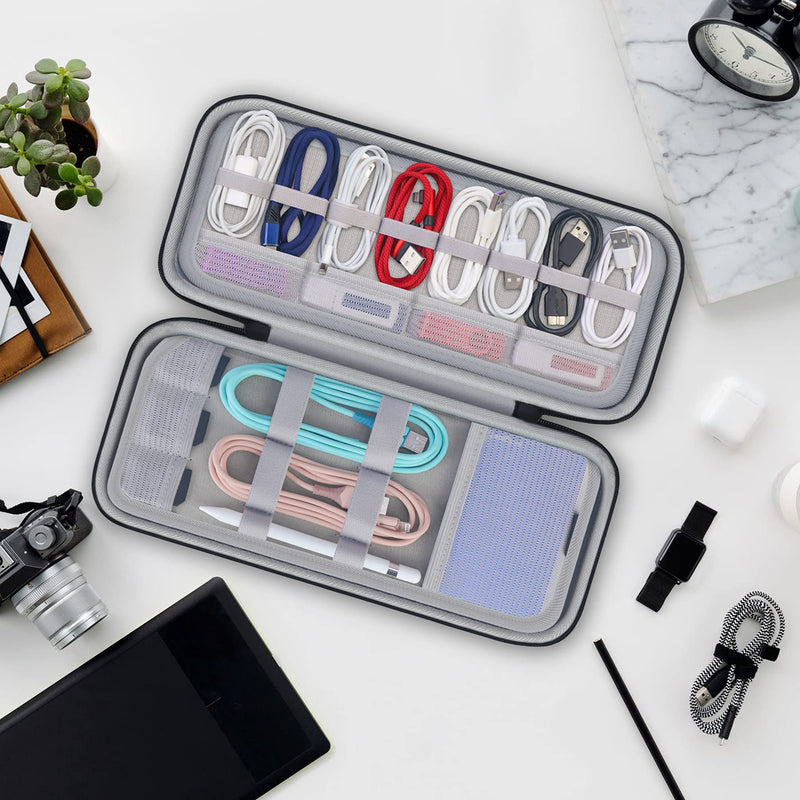 [Australia - AusPower] - Hard Electronics Organizer, Universal Travel Cable Organizers, Large Electronic Accessories Storage Case Bag for Laptop Adapter, Cord, Charger, Plug, Hard Drive, Earphone, USB Hub, Black 