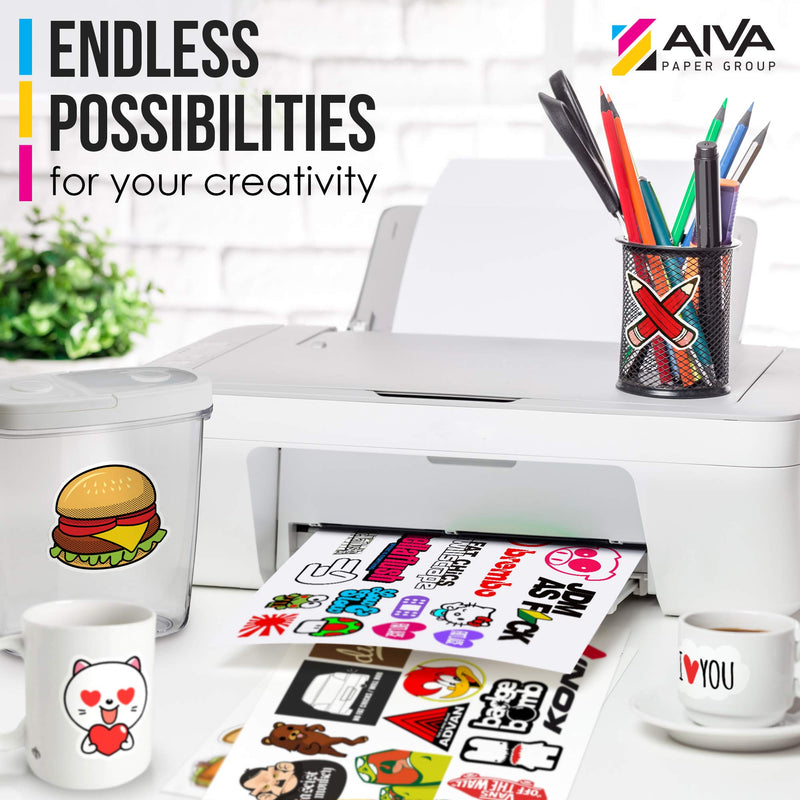 [Australia - AusPower] - Printable Vinyl Sticker Paper for Inkjet Printer - Matte White - 15 Self-Adhesive Sheets - Waterproof Decal Paper - Standard Letter Size 8.5"x11" 1. Matte 15 Sheets 
