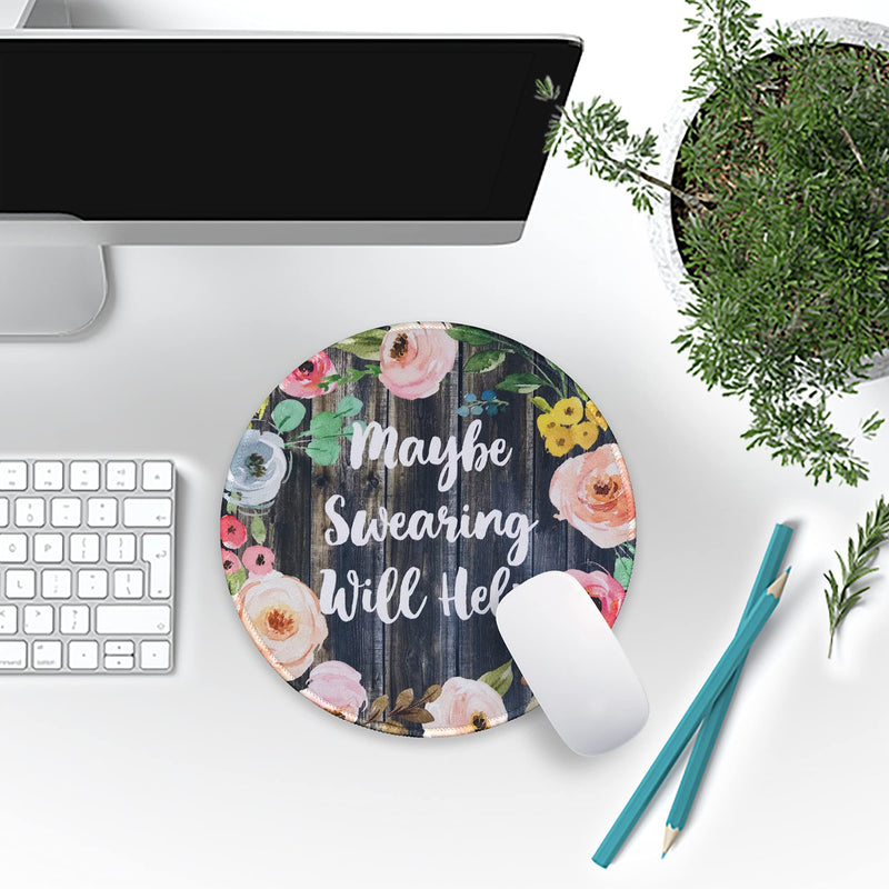 [Australia - AusPower] - Eleville Mouse Pad Fashion Funny Wording Maybe Swearing Will Help Words of Wisdom Keep Calm Lycra Cloth Top and Non-Slip Base for Office Home Travel emp8 