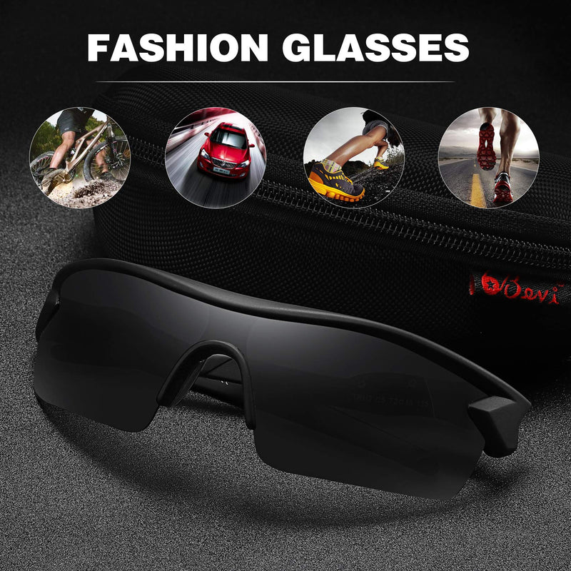 [Australia - AusPower] - Bevi Polarized Sports Sunglasses TR90 Unbreakable Frame for Men Women Running Cycling Golf Baseball Black 