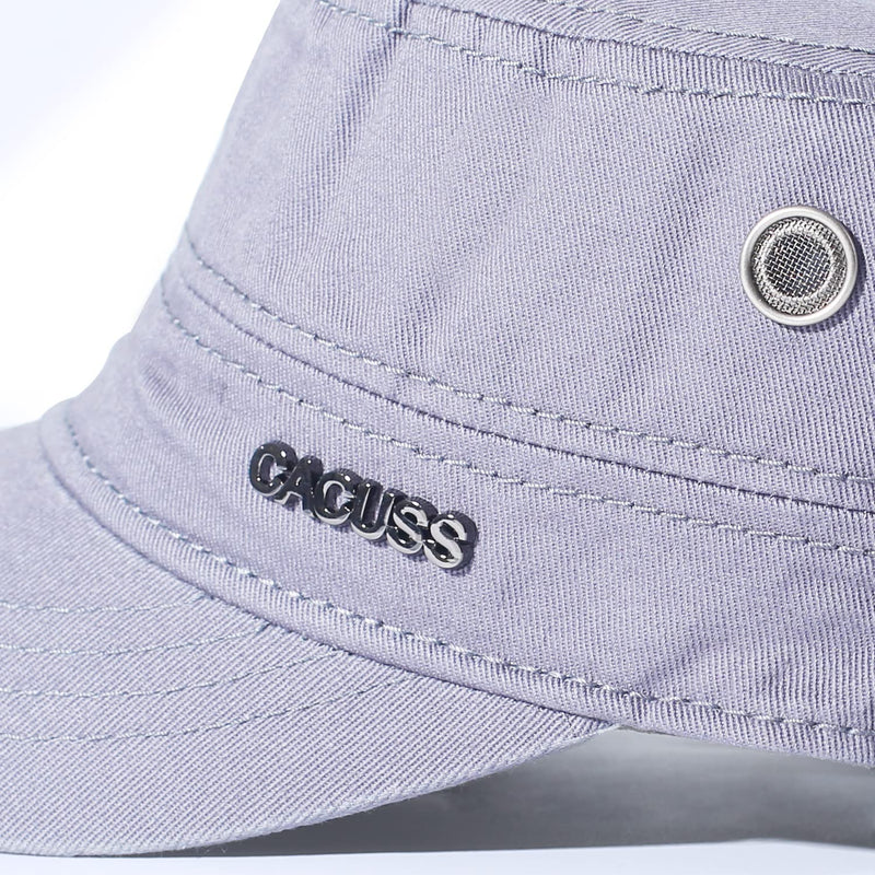 [Australia - AusPower] - CACUSS Men's Cotton Army Cap Cadet Hat Trucker Dad Hat Military Flat Top Adjustable Classic Baseball Cap Light Grey 